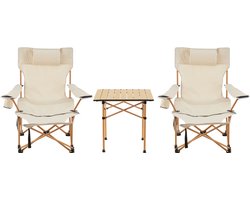 Tuinset Bellante 3-delig campingset opvouwbaar houtkleurig en beige casa.pro
