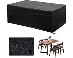 Tuinset Beschermhoes Waterdicht met Trekkoord en Goede Afwatering - B242 x L160 x H100CM - Zwarte hoes Tuinmeubel - Tuinmeubelhoes - Tuinsethoes - Loungeset Hoes - Tuintafel Hoes