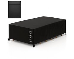 Tuinset Beschermhoes Waterdicht met Trekkoord - Premium - 242 x 160 x 100 - Zwart - hoes Tuinmeubel - Tuinmeubelhoes - Tuinsethoes - Loungeset Hoes - Tuintafel Hoes