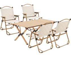 Tuinset Botrugno 5-delig campingset houtkleurig en beige casa.pro