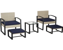 Tuinset Calvello 5-delig tuintafel met 2 tuinstelen en 2 voetsteunen casa.pro