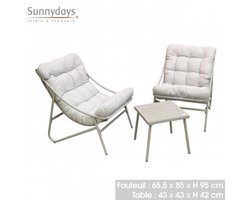 TUINSET "CHILL" 2-ZITS MET KUSSENS EN LAGE TAFEL VAN METAAL