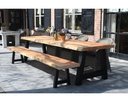 Tuinset Douglas Boomstam | Tuintafel 300 x 100 cm + Tuinbankje - Stalen U Poten + Tijdelijk Gratis Onderhoudspakket -Inclusief vakkundige montage