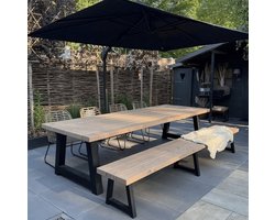 Tuinset Douglas | Tuintafel 180 x 90 + Tuinbankje - Stalen A poten + Tijdelijk Gratis Onderhoudspakket - inclusief vakkundige montage