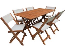 Tuinset eettafel outdoor "Séoul" - 1 tuintafel + 6 tuinstoelen - Maple - Beige - lichtbruin