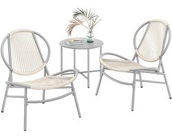 Tuinset - Gemaakt van PE-polyrattan - Met tafel en 2 stoelen - 68 x 74 x 78 cm - Duifgrijs