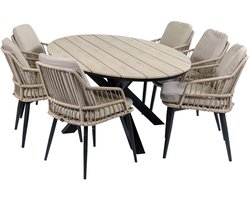 Tuinset Isabel/Cyprus | 6 personen | Ovaal 220 cm | Rope & polywood