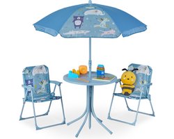 tuinset kinderen - met parasol - dieren - blauw