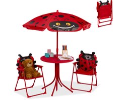 tuinset kinderen - met parasol - lieveheersbeestje - rood