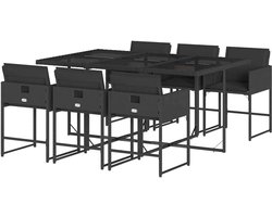 Tuinset - Lounge set - Buiten dineren - Compact op te bergen - 7-delig - Zwart