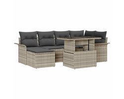 Tuinset – Loungeset – Tuinbank – Terrasbank – Modulaire Loungeset – Lichtgrijs – Handgeweven Poly Rattan – Instelbare Indeling