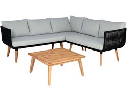 Tuinset MCW-L30, set zitgroep loungeset bank, acaciahout MVG-gecertificeerd ~ bekleding lichtgrijs