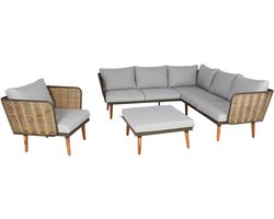 Tuinset MCW-L31, set lounge-set bank outdoor, gesponnen poly metaal polyrotan MVG-gecertificeerd ~ lichtgrijs