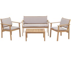 Tuinset MCW-O19, loungeset bank fauteuil tafel, hout acacia MVG stof/textiel (180g/m²) ~ kussens grijs