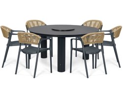 Tuinset Ronde tuintafels 6 personen 150 cm Kunststof Grijs Domani Furniture Toscano/Arancia