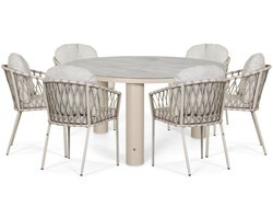 Tuinset Ronde tuintafels 6 personen 150 cm Rope Zand/Beige Lifestyle Garden Furniture Morano/Arancia