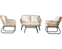 Tuinset rotan "Melo" - 4 personen - Wit / Bruin