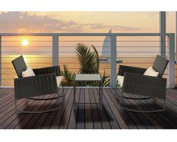 Tuinset schommelstoel kunststof gevlochten "Garden" - Zwart