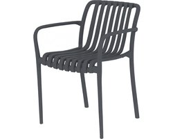 Tuinset stoelen 4 stuks stapelbare tuinstoelen terrasstoelen balkonstoelen tuinmeubelen eetkamerstoelen met armleuningen ergonomische rugleuning comfortabele zitstoelen voor tuin terras balkon 58,5 x 55 x 81,5 cm donkergrijs