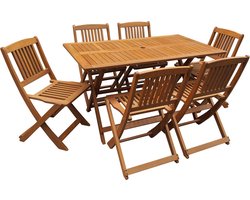 Tuinset tuinmeubel hardhout "Hongkong" - Tuintafel inklapbaar + 8 inklapbare tuinstoelen