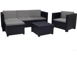 Tuinset-Tuinmeubelen-Graphite hoekbankset – Modulaire hoekmeubelset voor buiten – duurzame opbergoplossing van gerecycled kunststof.