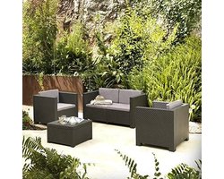 Tuinset-Tuinmeubelen– premium 4-persoons loungeset - duurzame opbergoplossing van gerecycled kunststof.