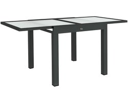 Tuinset Uitbreekbare Tafel – Tuinmeubel – Terrastafel – Uitschuifbare Eettafel – Aluminium Frame – 160x80 cm – Gehard Glasblad