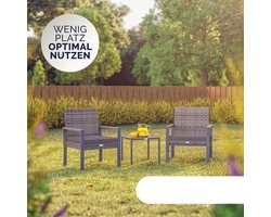 Tuinsetje – Loungeset – Balkonset – Terrasmeubilair – Buitenmeubel – Polyrattan – Weerbestendig – Verstelbare Poten – Grijs Acacia Wood