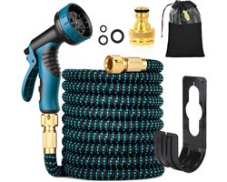 tuinslang 30 m, met sproeikop en 3/4 inch en 1/2 inch messing aansluitingen, knikvrije waterslang voor tuin, huis, auto, 10 functies voor auto, vloer, binnenplaats, gangreiniging