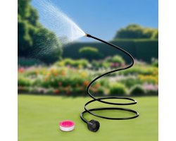 Tuinsproeier - Vloersproeier - Terraskoeling - 2m Waterslang - Tuin Verneveling Slang Nevelsproeier Vernevelingsysteem - Terras Koeling - Water Vernevelingssysteem - Nevelslang - Voor tuin, achtertuin, vogelbad, kippenhok - Zwart