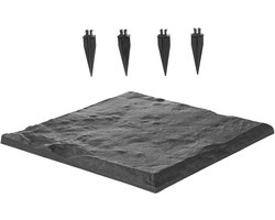 Tuinstapstenen, 4 stuks, 39,4 x 39,4 cm, decoratieve padstenen met pinnen, duurzaam kunststof voor buitengebruik, glad oppervlak, ideaal voor gazon, terras en tuin, grijs