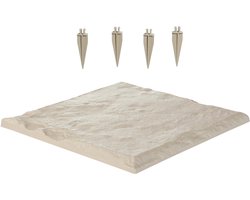 Tuinstapstenen, 4 stuks 39,4 x 39,4 cm, decoratieve padstenen met pinnen, duurzaam weerbestendig kunststof, gladde afwerking, ideaal voor buiten op het gazon, terras en in de tuin, beige