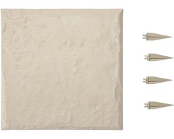 Tuinstapstenen - Kunststof tuintegels - 16 Stuks - 39,5 x 39,5 cm - Steenlook - Met Grondpennen - Voor Tuinpad en Terras - Beige
