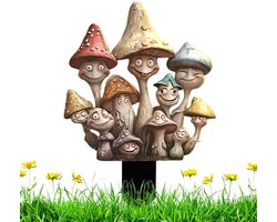 Tuinsteker - 2D Tuindecoratie voor buiten - Weerbestendige tuinornamenten - Acryl sculptuur bloempot - Geschikt voor binnenplaats, gazon en terras (paddenstoel)