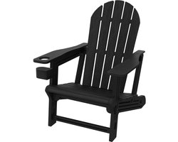 Tuinstoel Adirondack ligstoel tuinstoel weerbestendig HDPE kunststof tot 180 kg zwart ML-Design