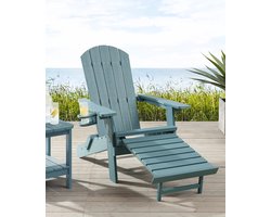Tuinstoel Adirondack Stoel Arizona- Aqua - Met Voetenbankje - Houtlook - Hoogwaardig Kunststof