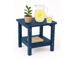 Tuinstoel Adirondack Stoel Arizona- Blauw - Met Bijzettafel en Voetenbankje - Houtlook - Hoogwaardig Kunststof
