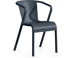 Tuinstoel Anna – Antraciet – Kunststof Stapelstoel met Armleuningen – Weerbestendig – Design Tuinstoel