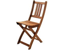 Tuinstoel Blossom, massief acaciahout, houten stoel, ideaal voor balkon, tuin, terras, inklapbaar