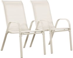 Tuinstoel "Cordoba" stoel fauteuil outdoor textileen - Phoenix - Ecru - Set 2 stuks