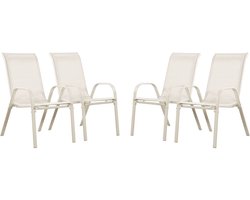 Tuinstoel "Cordoba" stoel fauteuil outdoor textileen - Phoenix - Ecru - Set 4 stuks