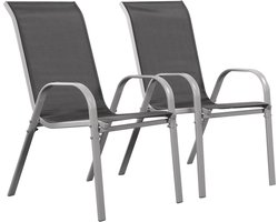 Tuinstoel "Cordoba" stoel fauteuil outdoor textileen - Phoenix - Grijs Donkergrijs - Set 2 stuks