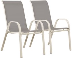 Tuinstoel "Cordoba" stoel fauteuil outdoor textileen - Phoenix - Grijs lichtgrijs - Set 2 stuks