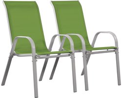 Tuinstoel "Cordoba" stoel fauteuil outdoor textileen - Phoenix - Groen - Set 2 stuks