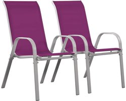 Tuinstoel "Cordoba" stoel fauteuil outdoor textileen - Phoenix - Rose - Set 2 stuks