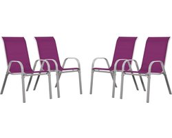 Tuinstoel "Cordoba" stoel fauteuil outdoor textileen - Phoenix - Rose - Set 4 stuks