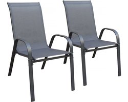 Tuinstoel "Cordoba" stoel fauteuil outdoor textileen - Phoenix - Set 2 stuks - Antraciet