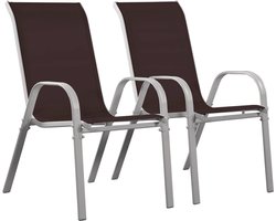 Tuinstoel "Cordoba" stoel fauteuil outdoor textileen - Phoenix - Taupe - grijs bruin - Set 2 stuks