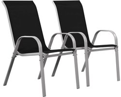 Tuinstoel "Cordoba" stoel fauteuil outdoor textileen - Phoenix - Zwart - Set 2 stuks