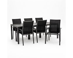 Tuinstoel Delia zwart hoge rug met Carcassonne 200 x 90 cm